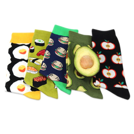 5 Pairs Fruit Food Socks Short Funny Cotton Socks(Avocado)-garmade.com