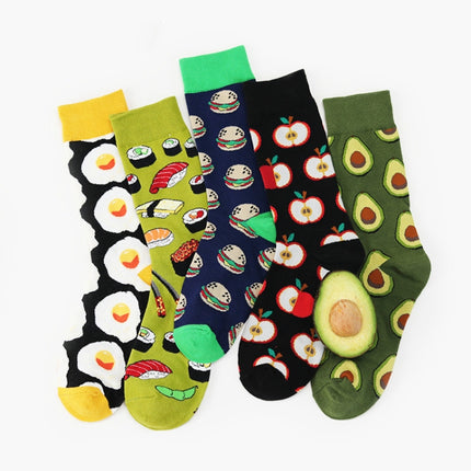 5 Pairs Fruit Food Socks Short Funny Cotton Socks(Omelette)-garmade.com