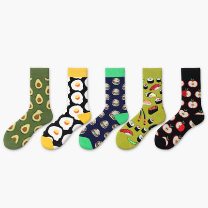 5 Pairs Fruit Food Socks Short Funny Cotton Socks(Omelette)-garmade.com