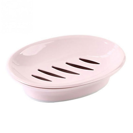 Double Lattice Home Bathroom Soap Dish Box Case Holder Container(Pink)-garmade.com