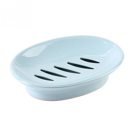 Double Lattice Home Bathroom Soap Dish Box Case Holder Container(Blue)-garmade.com