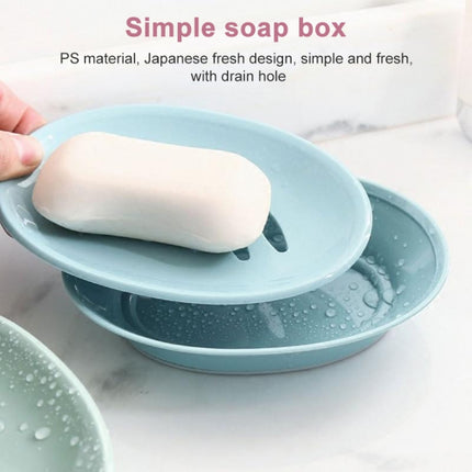 Double Lattice Home Bathroom Soap Dish Box Case Holder Container(Blue)-garmade.com