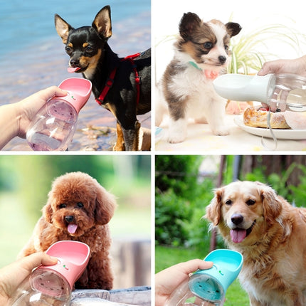 Portable Pet Dog Water Bottle Small Large Dog Travel Puppy Cat Drinking Water Bowl Outdoor Pet Water Dispenser Feeder Pet Supplies, Size:350 ml(White)-garmade.com