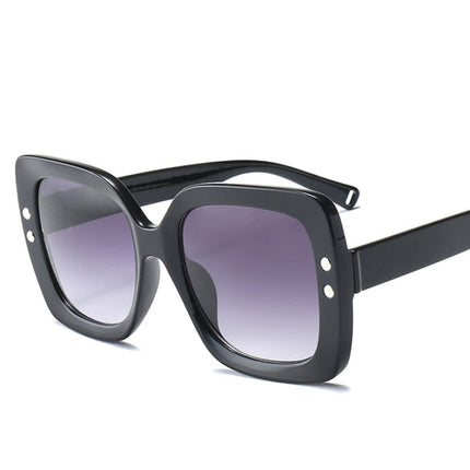 2 PCS Oversized Sunglasses Women Luxury Transparent Gradient Sun Glasses Big Frame Vintage Eyewear UV400 Glasses(Black)-garmade.com