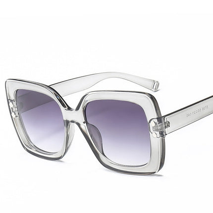 2 PCS Oversized Sunglasses Women Luxury Transparent Gradient Sun Glasses Big Frame Vintage Eyewear UV400 Glasses(Gray)-garmade.com