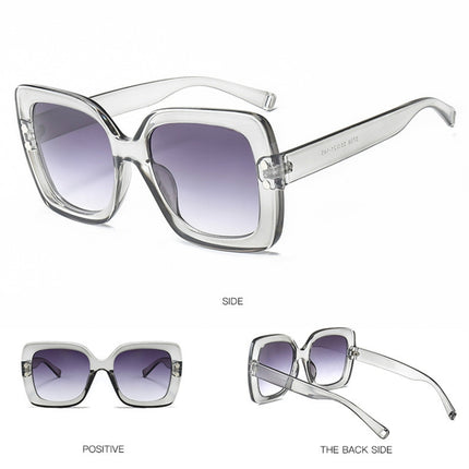 2 PCS Oversized Sunglasses Women Luxury Transparent Gradient Sun Glasses Big Frame Vintage Eyewear UV400 Glasses(Gray)-garmade.com