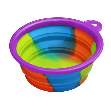 Silicone Folding Outfit Portable Travel Bowl Dog Feeder Water Food Dog Bowl Container(Purple)-garmade.com