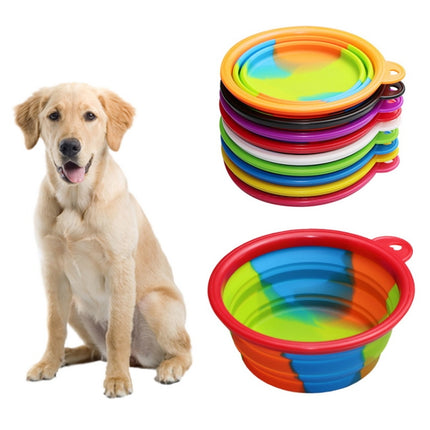 Silicone Folding Outfit Portable Travel Bowl Dog Feeder Water Food Dog Bowl Container(White)-garmade.com