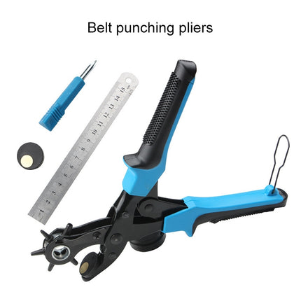 Multifunctional Belt Hole Puncher with 6 Holes Leather Hole Punch for Leather Belts Cards Paper Fabric(Red)-garmade.com