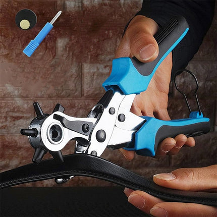 Multifunctional Belt Hole Puncher with 6 Holes Leather Hole Punch for Leather Belts Cards Paper Fabric(Red)-garmade.com