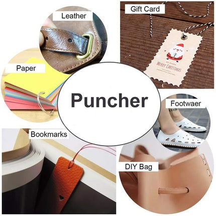 Multifunctional Belt Hole Puncher with 6 Holes Leather Hole Punch for Leather Belts Cards Paper Fabric(Blue)-garmade.com