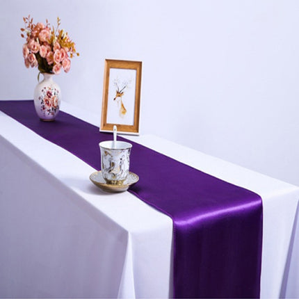 10 PCS Satin Tablecloth Table Decoration for Home Party Wedding Christmas Decoration(Light Purple)-garmade.com