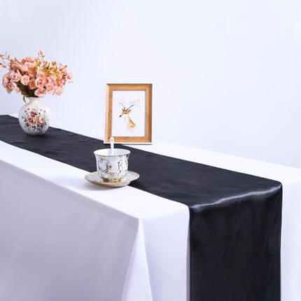 10 PCS Satin Tablecloth Table Decoration for Home Party Wedding Christmas Decoration(Black)-garmade.com