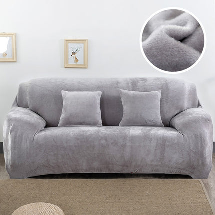 Plush Fabric Sofa Cover Thick Slipcover Couch Elastic Sofa Covers Not Include Pillow Case, Specification:1 seat 90-140cm(Grey)-garmade.com