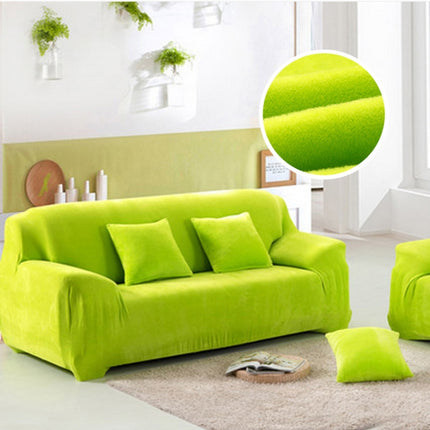 Plush Fabric Sofa Cover Thick Slipcover Couch Elastic Sofa Covers Not Include Pillow Case, Specification:1 seat 90-140cm(Green)-garmade.com