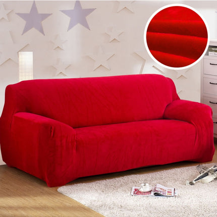 Plush Fabric Sofa Cover Thick Slipcover Couch Elastic Sofa Covers Not Include Pillow Case, Specification:1 seat 90-140cm(Red)-garmade.com