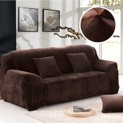 Plush Fabric Sofa Cover Thick Slipcover Couch Elastic Sofa Covers Not Include Pillow Case, Specification:2 seat 145-185cm(Coffee)-garmade.com