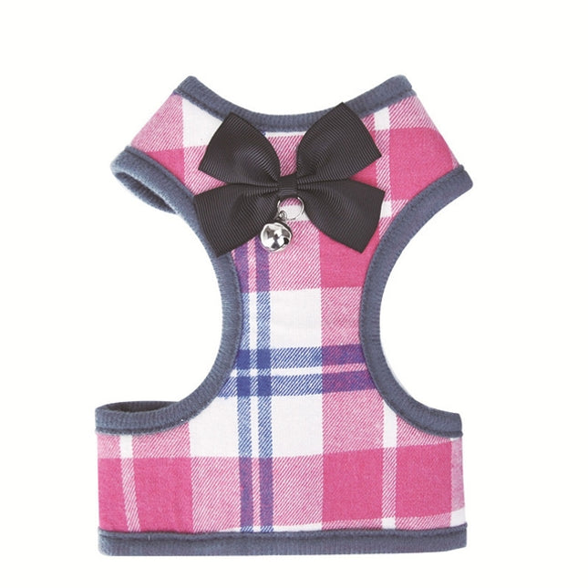 Adjustable Bow Plaid Vest Lead Pull Rope Leash for Cat Dog Pet(L)-garmade.com
