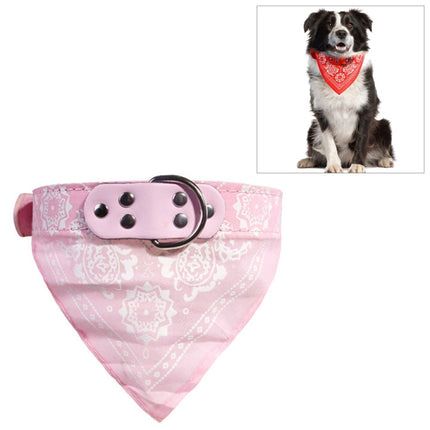 Adjustable Dog Bandana Leather Printed Soft Scarf Collar Neckerchief for Puppy Pet, Size:M(Pink)-garmade.com