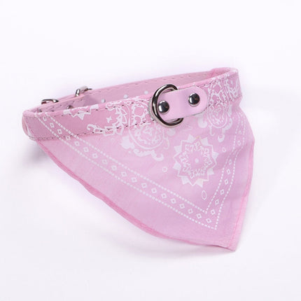 Adjustable Dog Bandana Leather Printed Soft Scarf Collar Neckerchief for Puppy Pet, Size:M(Pink)-garmade.com