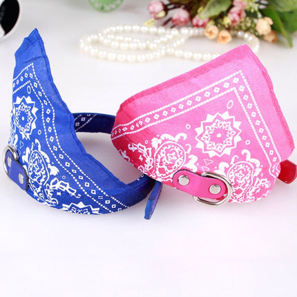 Adjustable Dog Bandana Leather Printed Soft Scarf Collar Neckerchief for Puppy Pet, Size:M(Pink)-garmade.com