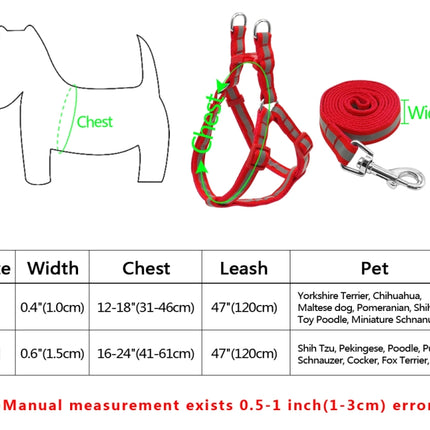 Small Medium Dogs Nylon Reflective Dog Leash Lead Set, Size:S(Red)-garmade.com