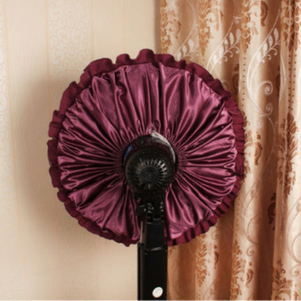Lace Embroidery Edge Thickened Flower Cloth Round Fan Dust Cover(Purple)-garmade.com