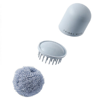 Polyester Cleaning Ball Household Handle Cleaning Brush Kitchen Short Handle Dishwashing Pot Brush, Color:White-garmade.com