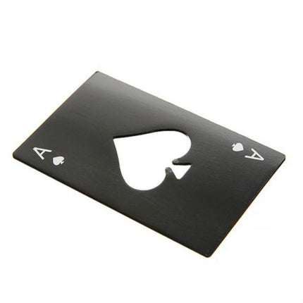 2 PCS Stainless Steel Bottle Beer Opener Poker Playing Card Spades Soda Bottle Cap Opener(Black)-garmade.com