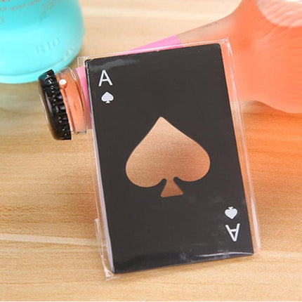 2 PCS Stainless Steel Bottle Beer Opener Poker Playing Card Spades Soda Bottle Cap Opener(Black)-garmade.com