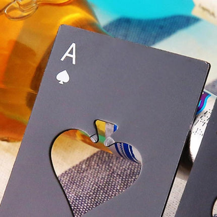 2 PCS Stainless Steel Bottle Beer Opener Poker Playing Card Spades Soda Bottle Cap Opener(Black)-garmade.com