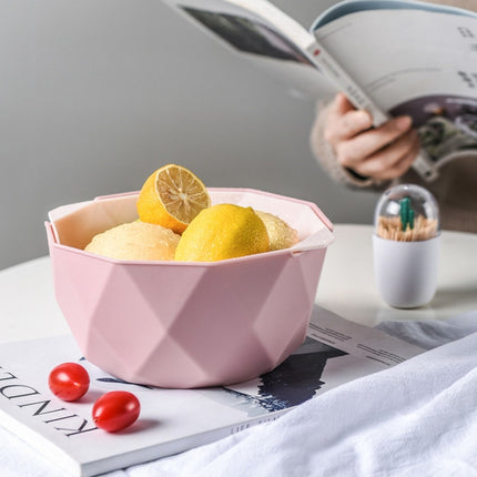 Double-layer Hollow Drain Basket Household Plastic Multi-function Washing Vegetables and Fruit Dishes, Size:Small(Pink)-garmade.com