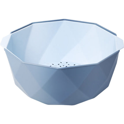 Double-layer Hollow Drain Basket Household Plastic Multi-function Washing Vegetables and Fruit Dishes, Size:Small(Blue)-garmade.com