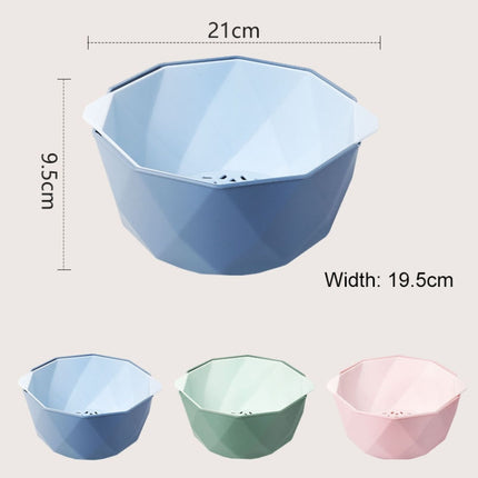 Double-layer Hollow Drain Basket Household Plastic Multi-function Washing Vegetables and Fruit Dishes, Size:Small(Green)-garmade.com