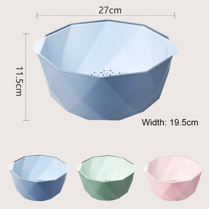 Double-layer Hollow Drain Basket Household Plastic Multi-function Washing Vegetables and Fruit Dishes, Size:Large(Pink)-garmade.com