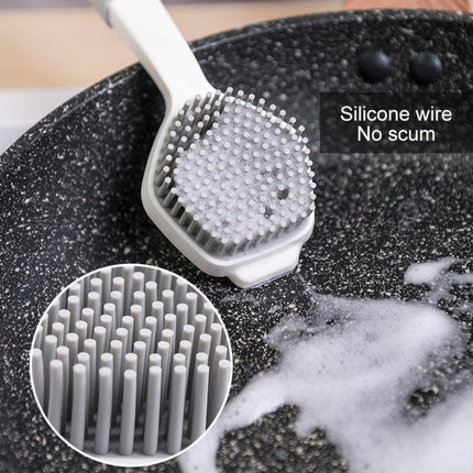 Two-color Bangs Head Wash Pot Brush Kitchen Long Handle Cleaning Brush(Gray White)-garmade.com
