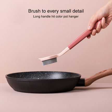 Two-color Bangs Head Wash Pot Brush Kitchen Long Handle Cleaning Brush(Pink)-garmade.com