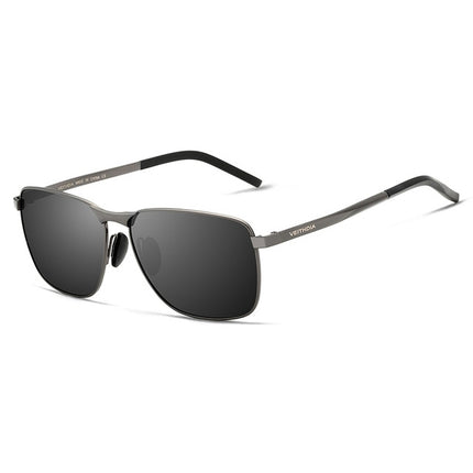 Vintage Square Sunglasses Male UV400 Polarized Lens Sun Glasses(Gray)-garmade.com