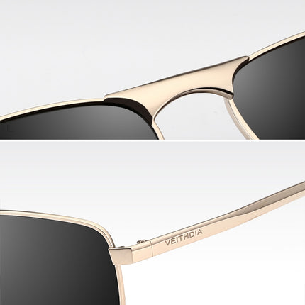 Vintage Square Sunglasses Male UV400 Polarized Lens Sun Glasses(Gold)-garmade.com