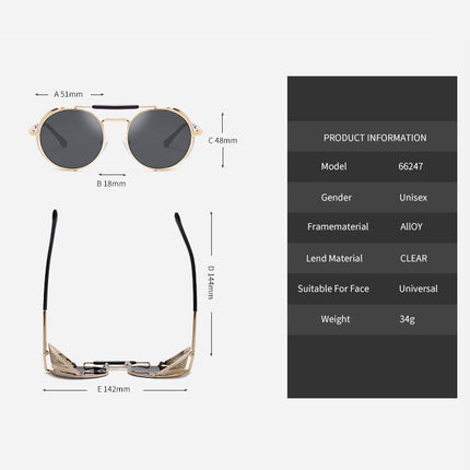 Retro Round Metal Sunglasses Unisex Design UV Protection Glasses(Black+Red)-garmade.com