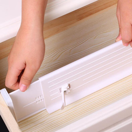 Retractable Drawer Storage Partition Board Home Wardrobe Plastic Partition Plate(White)-garmade.com