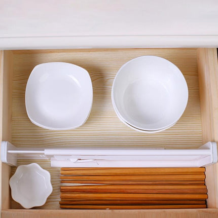 Retractable Drawer Storage Partition Board Home Wardrobe Plastic Partition Plate(White)-garmade.com