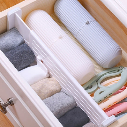 Retractable Drawer Storage Partition Board Home Wardrobe Plastic Partition Plate(Grey)-garmade.com