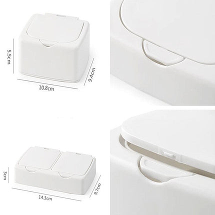 Single Grid Desktop Key-type Storage Box Household Small Objects Dustproof Storage Box with Lid(White)-garmade.com