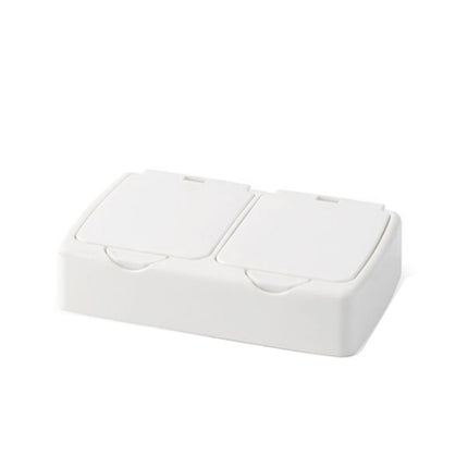 Double Grid Desktop Key-type Storage Box Household Small Objects Dustproof Storage Box with Lid(White)-garmade.com