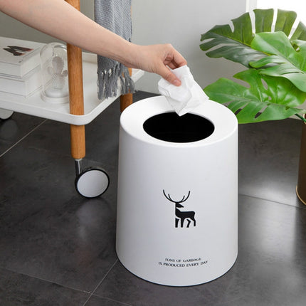 5 PCS 8L Living Room Bedroom Office Round Double-layer Uncovered Trash Can(Reindeer)-garmade.com