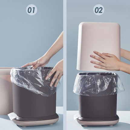 Household Kitchen Office Double-layer Trash Can(Pink)-garmade.com
