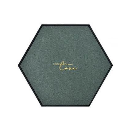 Hexagon PU Leather Wrought Iron Tray Entrance Key Debris Storage Box, Size:L-garmade.com