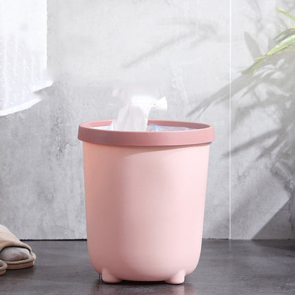 10 PCS Household Living Room Cute Girl Press-ring Trash Can Bedroom Bathroom Toilet Paper Basket, Size:S 22.5x25cm(Pink)-garmade.com