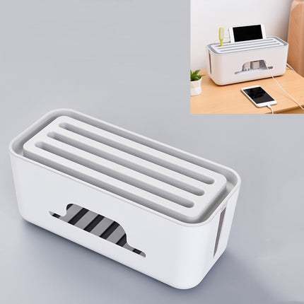 Multifunctional Desktop Power Cord Row and Cable Management Box(White)-garmade.com